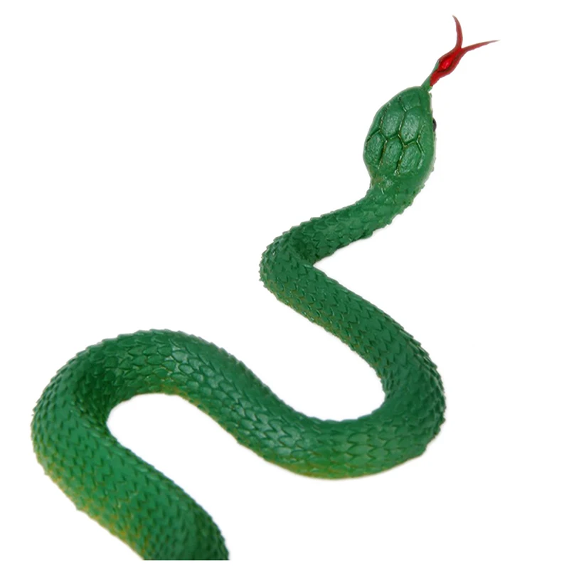 Simulation soft plastic toy snake Simulation Snake Rubber Tip Toy- Green