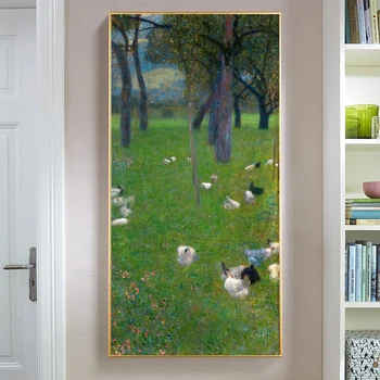 

Gustav Klimt After the Rain aka Garden with Chickens in St. Agatha Painting on Canvas Posters Prints Cuadros Wall Art Pictures