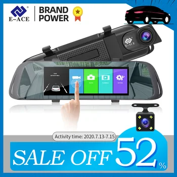 

E-ACE Car DVR 7.0 Inch Touch Video Recorder Mirror Camera FHD 1080P Dual Lens with Rear View Camera Auto Registrator Dash Cam