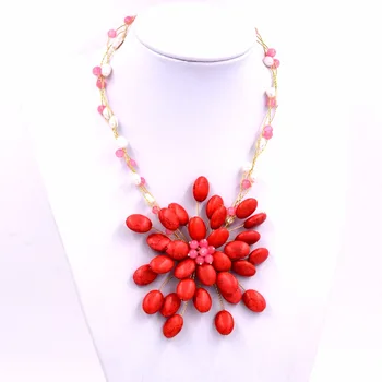 

2017 new Fashion turquoises howlite firework flower necklace for womens