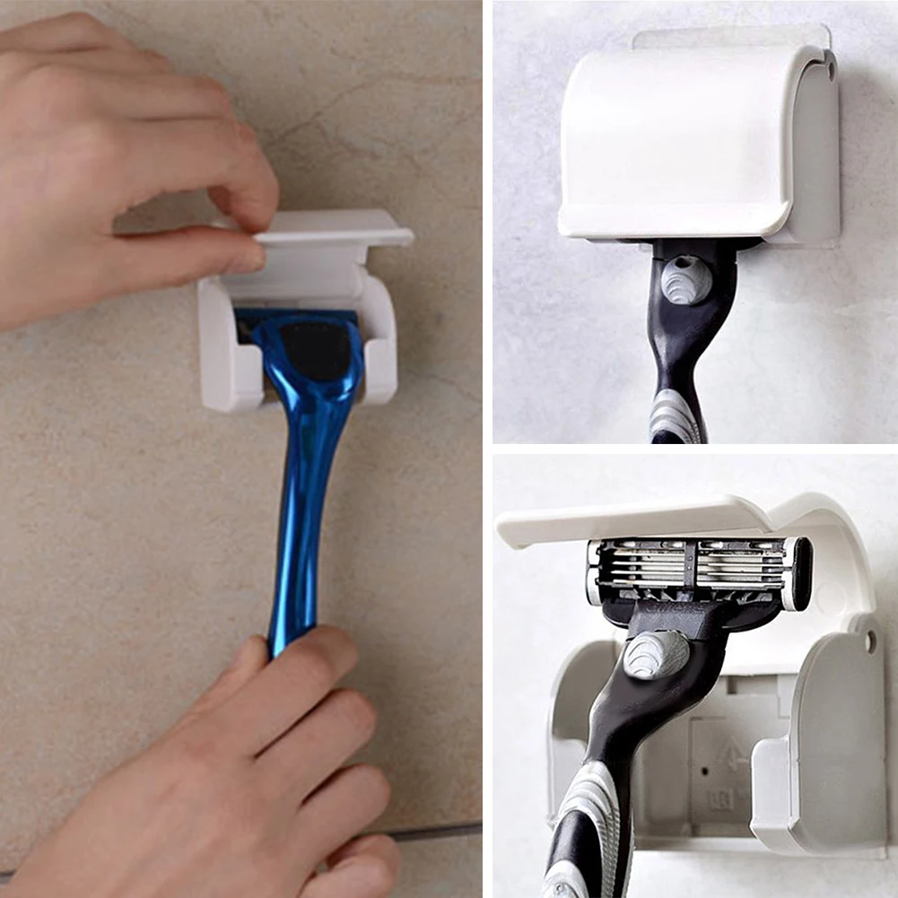 Белый тонкий держатель для бритвы настенный пластиковый держатель для бритвы для ванной - Цвет: 0215