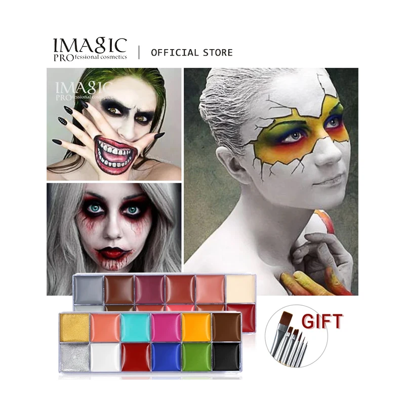 IMAGIC, 12 цветов, флэш-тату, краска для лица, тела, масляная краска, искусство для рисования на Хэллоуин, маскарадный инструмент для красоты и макияжа