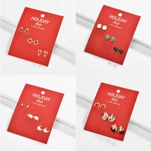 Модные геометрические акриловые серьги для женщин Металлические животные маленькие серьги-гвоздики набор Brincos женские DIY женские рождественские подарки