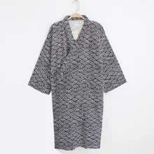 Традиционные мужские японские пижамы наборы простые кимоно Халаты Костюмы ночная рубашка хлопок пижамы халат одежда для отдыха домашняя одежда
