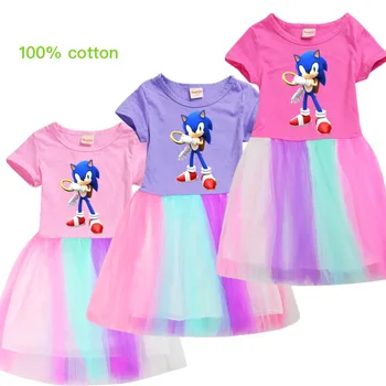 

Dress for Girls Children Cartoon Vestidos Kids Tutu es Toddlers Summer Princess es HEY DUGGEE Sonic The Hedgehog