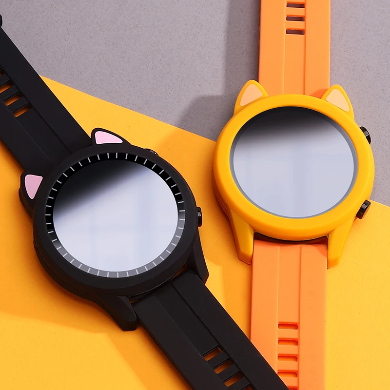 

For HONOR Watch Magic 2 46mm 42mm Cartoon cat ear watch case Silicone Protective Bumper Frame For Huawei Watch GT 2 42mm 46mm