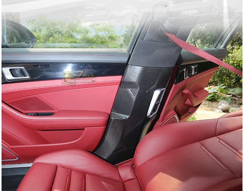 01-Carbon fiber interior panel B pillar Protective sticker for 17-20 New Panamera,Modified trims for Porsche 971 panamera