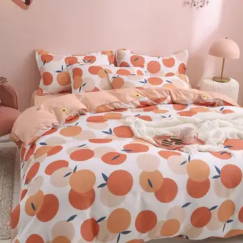 

Pastoral Orange Bedding set220x240 Duvet Cover With Pillowcase, 200x220 Quilt Covers ,Fruit pattern Blanket Cover,king Bed Set