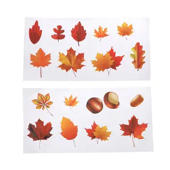 

2 Sheets Maple Leaves Sticker Thanksgiving Self-adhesive Removable Window Sticker Glass Stickers Decals for Showcase Home Window