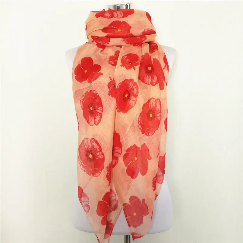 Pink Новинка, женская модная одежда из вискозы, хлопок, большие шарфы с цветочным принтом, женский шарф, модные шарфы с маками, шаль, горячая Распродажа, шейный платок - Цвет: Pink