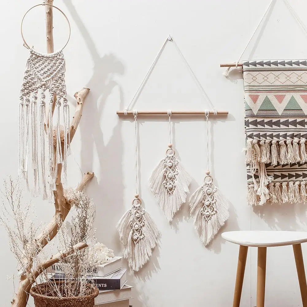 

Nordic Tassel Macrame Handmade Hanging Wall Tapestry Macrame Bohemian Decor College Dorm Headboard Tapestry Decorative Pendant