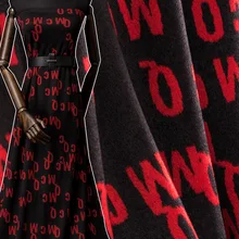 Осеннее и зимнее шерстяное жаккардовое платье с буквенным принтом, бархатная ткань, трикотажная бархатная эластичная ткань, высококачественный модный материал