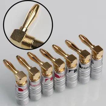 

8pcs Japan Nakamichi Banana Plug Jack Male 24K Gold Right Angle Screw Connector
