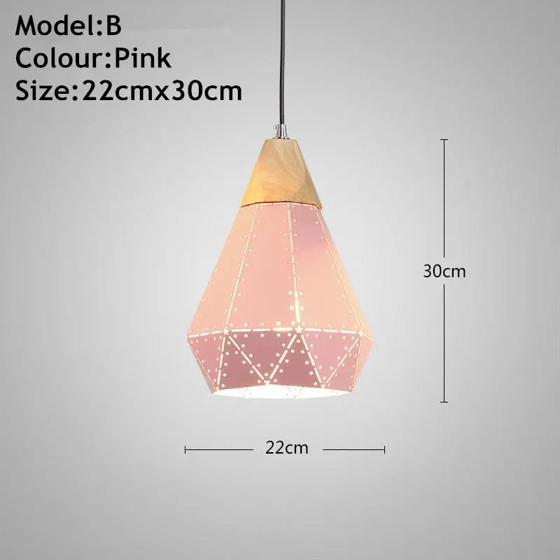 Model B Pink Современный Железный светодиодный подвесной светильник, креативный деревянный подвесной светильник, светильник для ресторана, кухни, подвесной светильник, подвесной светильник с веревкой, подвесные светильники для лестницы - Цвет корпуса: Model B Pink