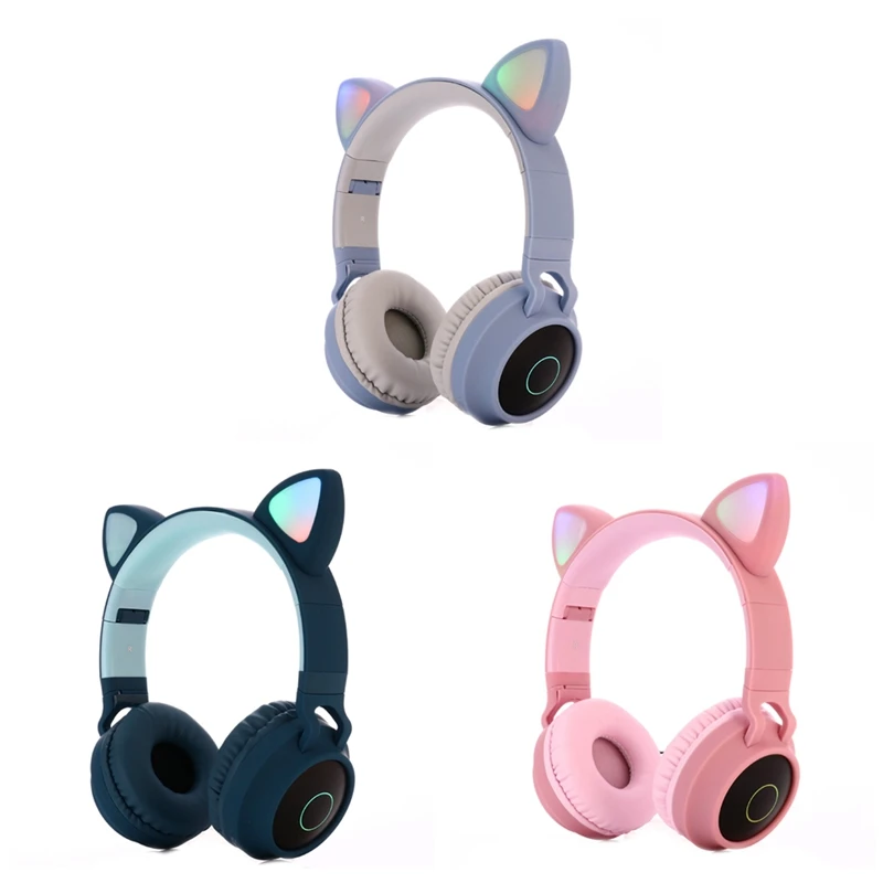 New Arrival LED Cat Ear Noise Cancelling Headphones Bluetooth 5 0 Young People Kids Headset Support TF Card 3 5mm Plug With Mic