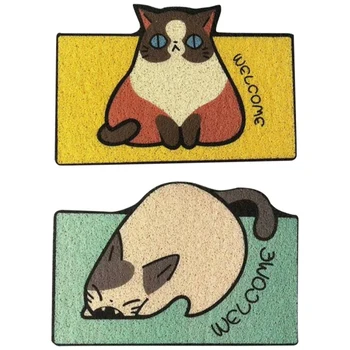 

2PCS Cartoon Cat Door Mat Dirty Foot Pad Door Mat Carpet Door Mat Home Door Mat
