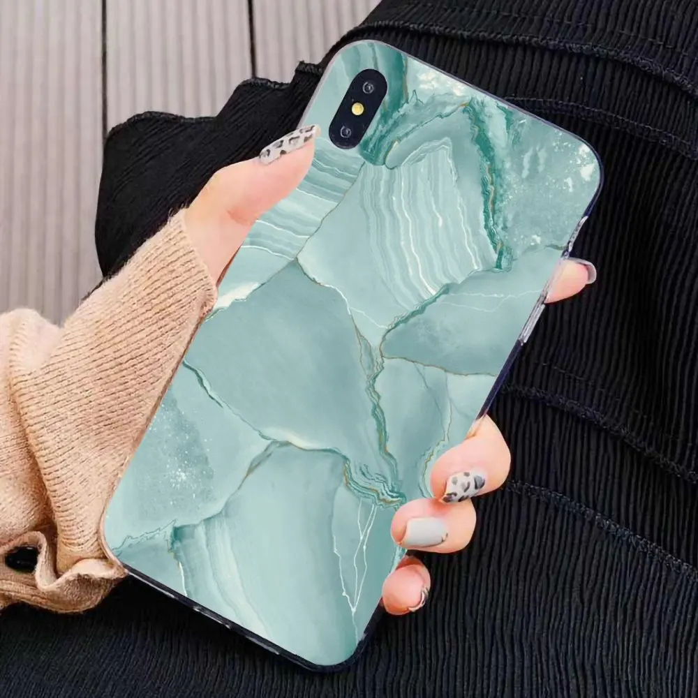 Мягкая сумка мятно-синего и зеленого цвета с мраморным принтом для Xiaomi Redmi 4A 7A S2 Note
