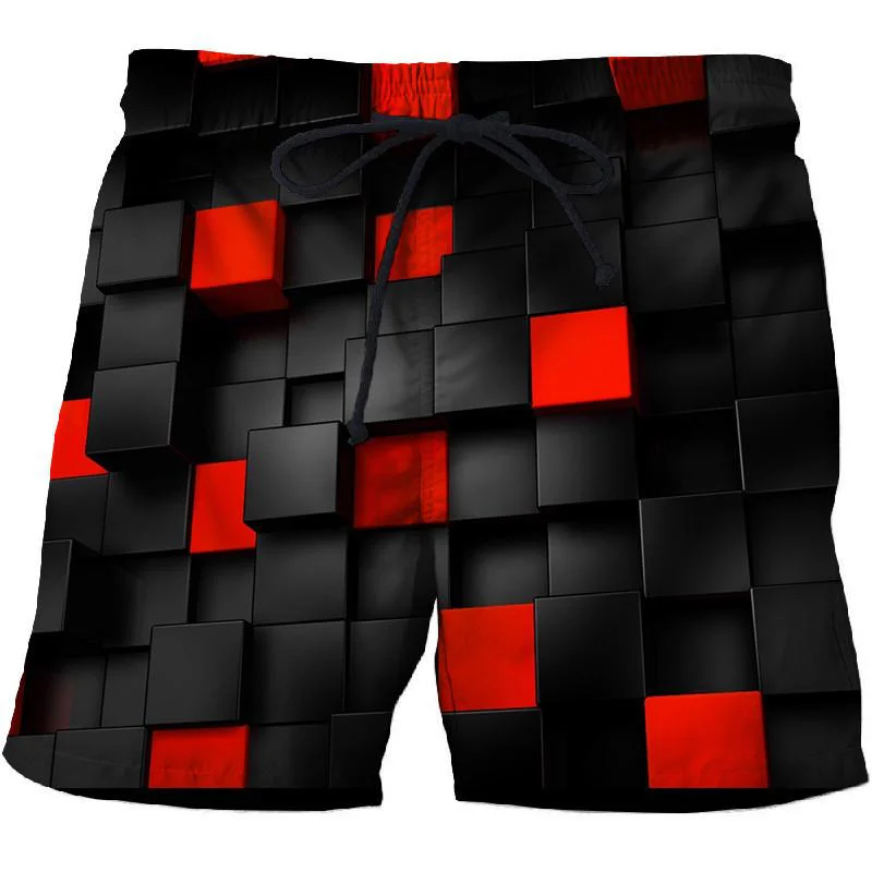 De moda de verano de los hombres pantalones cortos patrón geométrico 3D pantalones cortos de surf playa casuales de los hombres de secado rápido Pantalones deportivos pantalones de baño ropa de playa
