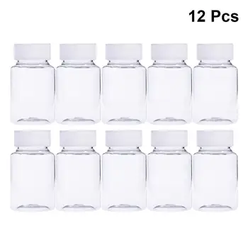 

12pcs 80ml PET Pill Container Bottles Chemical Medicine Tablet Storage Holder Pill Dispenser with White Cap Storage Bottles