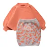 2022 New Design Baby Girl Autumn Knitting Sweater Dress Orange Christmas Girl Two Piece Casual Suit Dress Girls Sweaters ► Photo 2/6