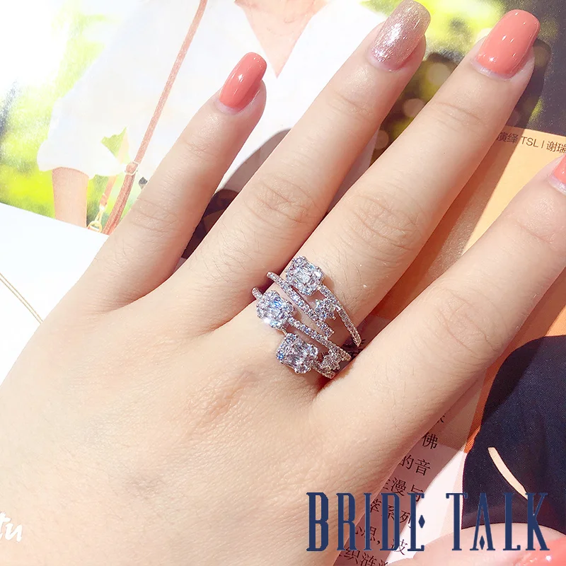 Bridetalk, модное ювелирное изделие, Новое поступление, циркониевые кольца для женщин, модное ювелирное изделие, обручальное кольцо - Цвет основного камня: Platinum Plated