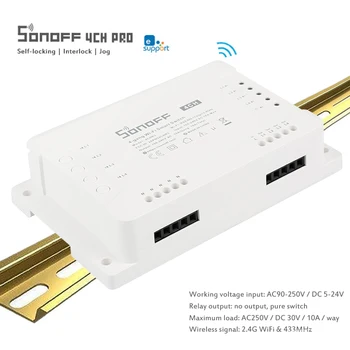 

Sonoff 4CH R3 PRO Smart Switch 4 Channels 433MHz Wifi Remote Control Smart Automation Modules Appliances With Alexa Google Home