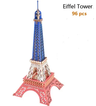 

3D Wooden Jigsaw Puzzle Educational Toy DIY Laser Cutting Multicolour Wood Craft Kits Assembly Model Eiffel Tower Gift for Kids