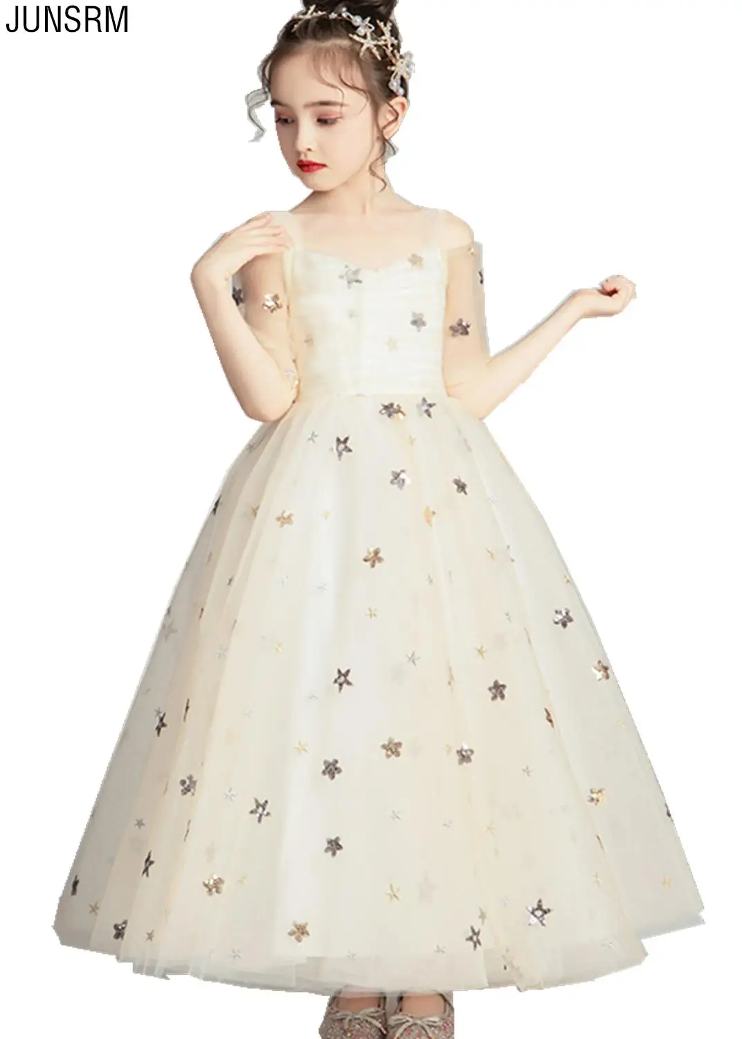 Коллекция 2019 года, платья для девочек с короткими рукавами и цветочным рисунком на свадьбу, с аппликацией, фатиновые платья для первого