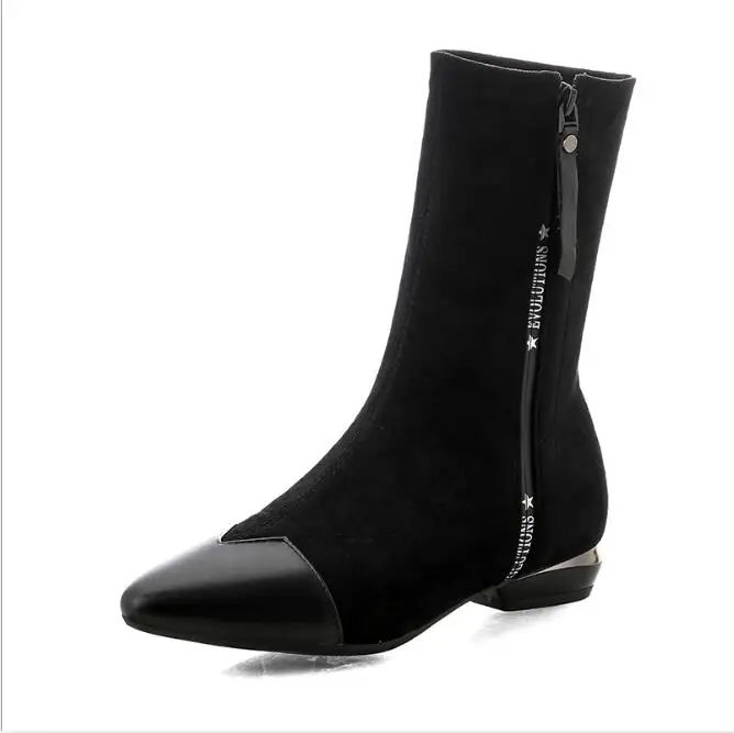 

INS Style Pointy Toe Sock Boots Knitted Stretch High Heels Women Boots 2019 Brand Fashion Ankle Boots for Women Winter Shoes