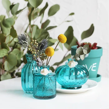

Modern Decor crafts Tabletop crystal Mini Creative Glass Vase color flower vase Terrarium Hydroponic Container wedding Decor J