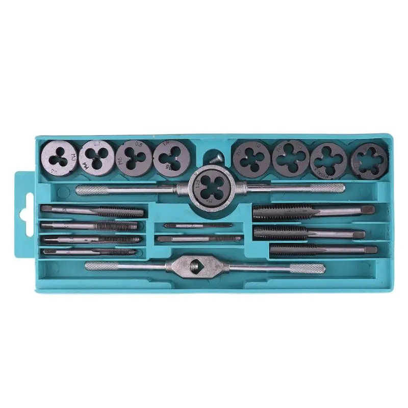 Tap Die wrench set 20pcs Tap and Die Set Thread Screw Plug Drill Metric Hand Wrench Threading Hand Tool