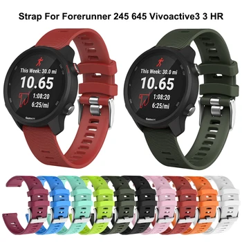 

Strap For Garmin 245 Watch Band 20mm Silicone Sport Replacement Belt For Garmin Forerunner 645/245/245M Vivoactive3 Smart Watch