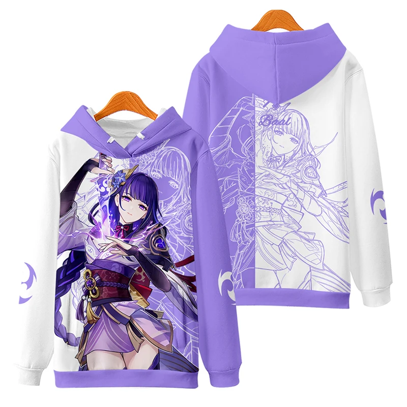 

Genshin Impact Raiden Shogun Baal Hoodies Women Men Fashion Long Sleeve Hooded Sweatshirt Unisex Casual Streetwear Clothes