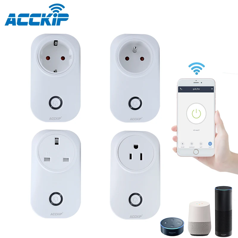 

ACCKIP Wifi Smart Plug with Power Monitor EU FR UK US Standard Wifi Wireless Smart Socket with Google Home Alexa Voice Control