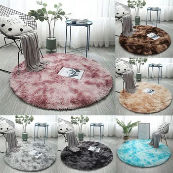

100CM Nordic Ins Style Round Tie Dye Carpet Gradient Colorful Rug Hanging Basket Mat For Living Room Bedroom Rugs Fur Mats