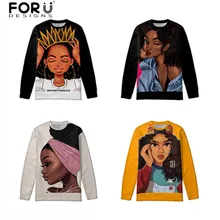 FORUDESIGNS женские пуловеры с длинным рукавом для женщин, Черная Королева, африканские толстовки для девочек, модная толстовка с капюшоном для подростков