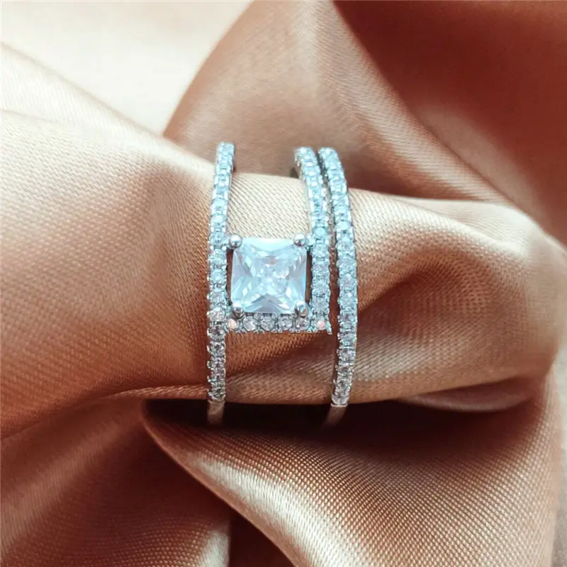 

2019 Luxury Micro Inlay Zircon Ring 925 Silver Rings for Women Fashion Jewelry Wedding Engagement Statement Annillos