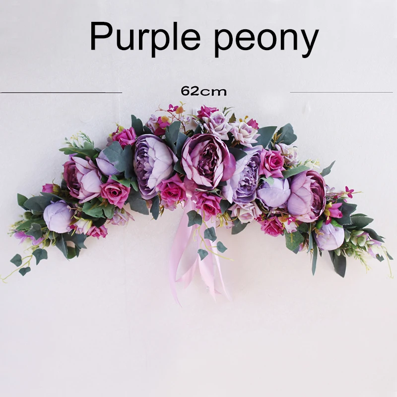 Christmas Silk Peony Rose Artificial Flowers Wreath Door High Quality Artificial Garland For Wedding decoration Home Party Decor - Цвет: G5 60cm