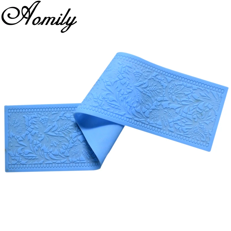 Aomily Noble Flower Lace Silicone Mold Wedding Cake Border Decoration Tool Fondant Cake 3D Mold Food Grade Mat Mould Baking