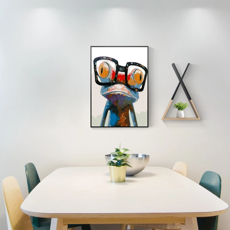 

DIY digital Painting By Numbers Kits Frog With Glasses Paint By Numbers Hand Painted Oil Painting On Canvas For Wall Art Picture