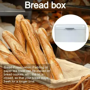 

Metal Bread Box Storage Case European Style Retro Kitchen Container Solid Color TN99