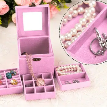 

Practical Flannel Jewelry Box Jewelry Display Earrings Necklace Pendant Storage Container Case Gift