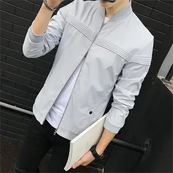 

OLOEY men jacket 2017 spring autumn size M-4XL male solid coat stand collar bomber overcoat zipper slim casual outerwear