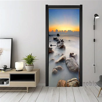 

3D Sea Sunset System Stereo Simulation Door Stickers Waterproof Wall Stickers Anti Fouling Moisture-Proof