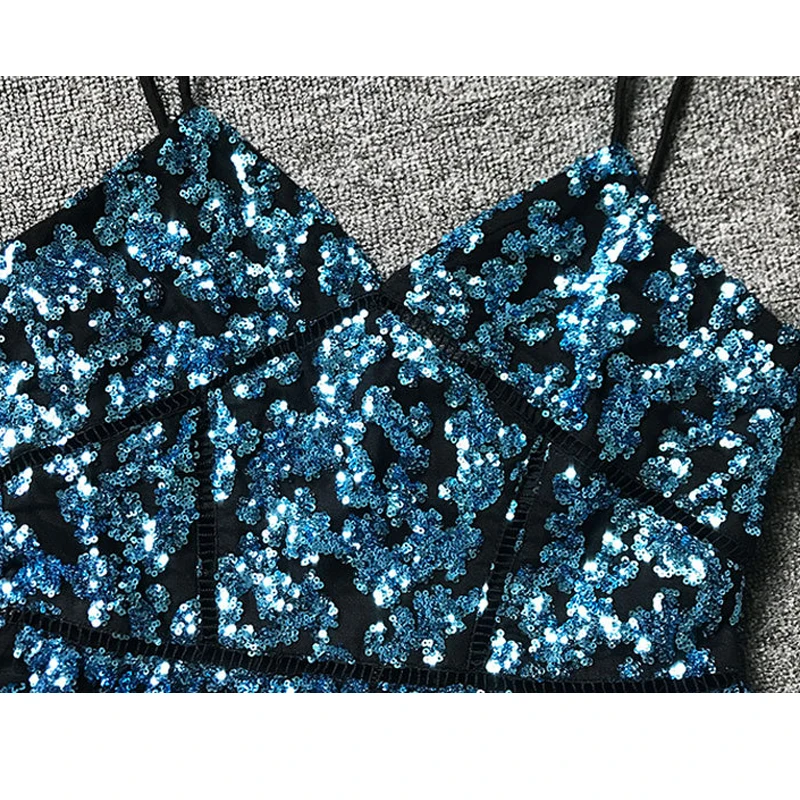 Newest Fashion Shiny Sequin Backless Mesh Christmas Dress Women Summer Sexy V neck Sleeveless Party Club Long Dress Vestidos