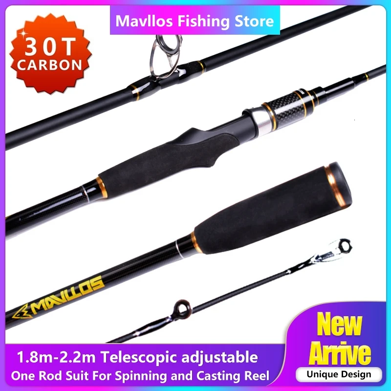 Comprar Mavllos Rapid 2,2 m caña de pescar telescópica ajustable fundición giratoria Universal L. W. Caña de pescar giratoria de carbono 5 21g 30T