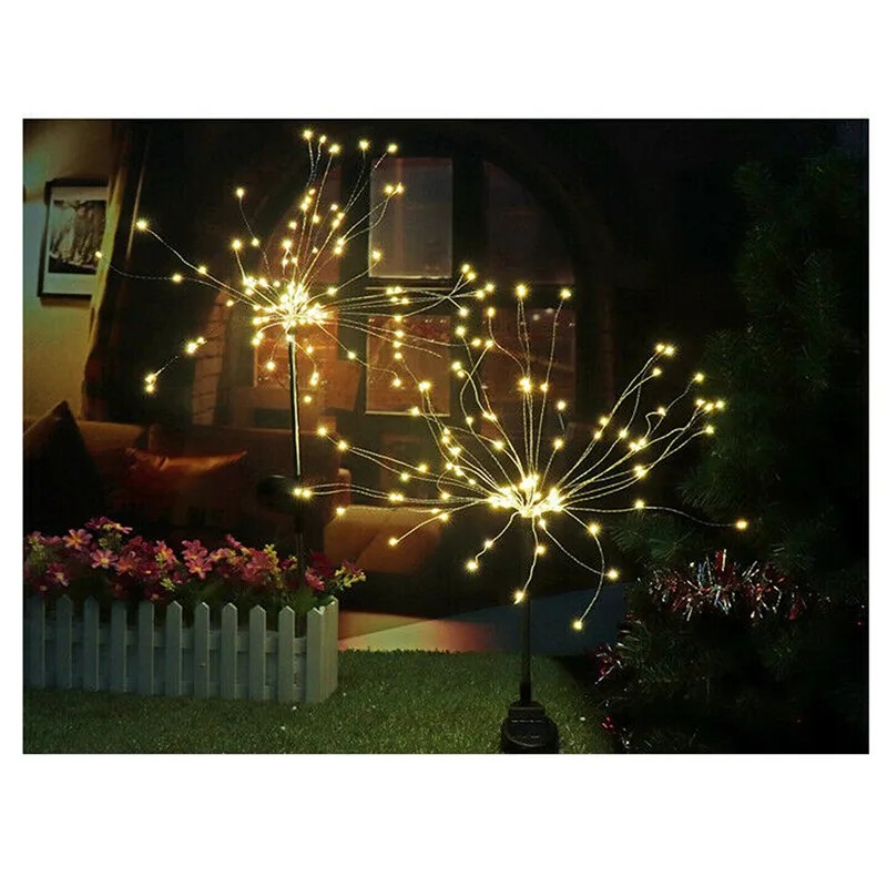 ZANCAKA 120Leds Solar Energy Ground Inserted Dandelion Lamp Firework Garden Plant Path Waterproof Light For Outdoor Decor | Лампы и