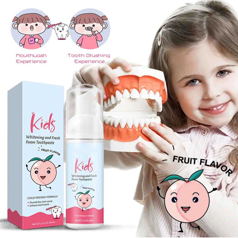 Kids Toothpaste Foam Toothpaste Peach Flavor Teeth Stains Removal ...