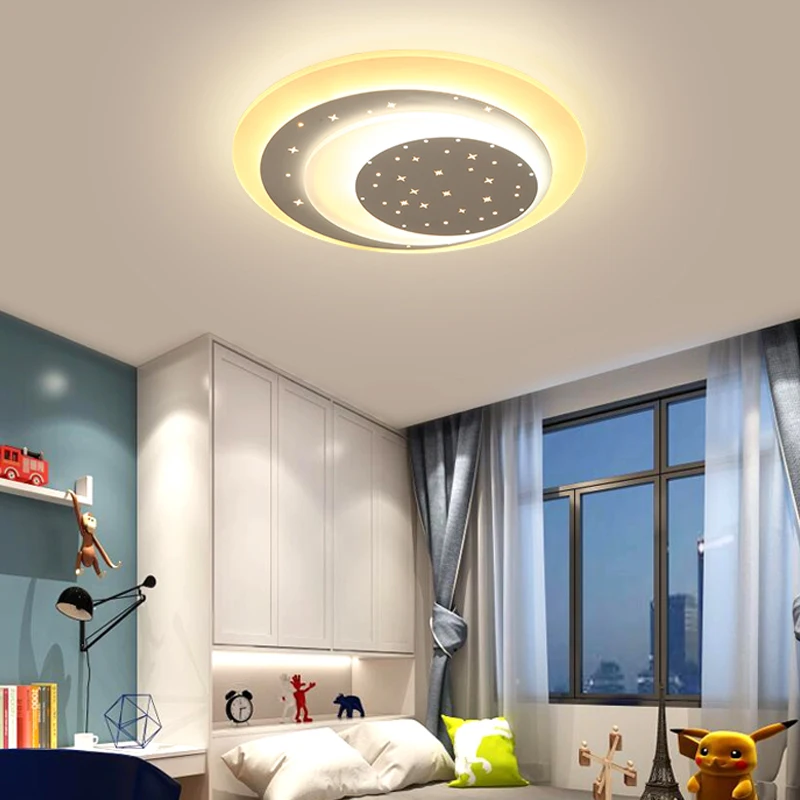 

Led Ceiling Lamp Creative Living Room Children's Personality Home Black Bedroom Simple Modern Boy Girl White Starry Warm Lamps