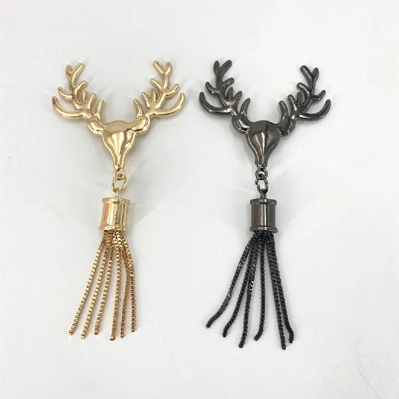 

5PCS Woven Bag Hardware Accessories Deer Head Tassel Clasp Buckle Decoration Bag Hanging Fashion DIY Leather Craft Bag Parts